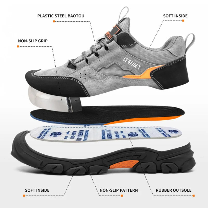 Men’s Lightweight Safety Work Shoes – Plastic Toe & Anti-Puncture